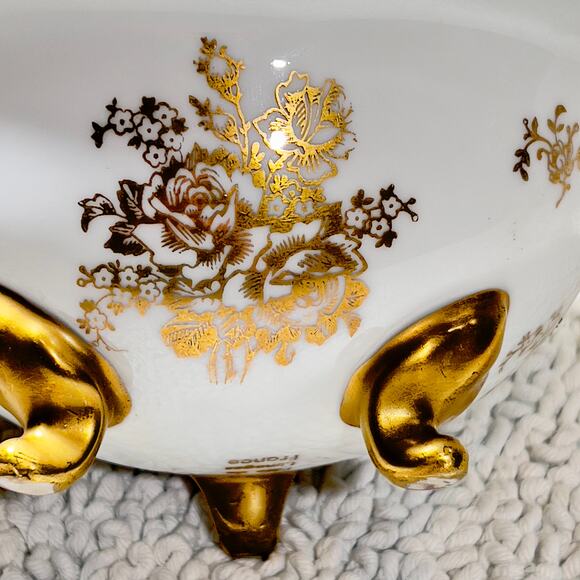 Pate de Limoges Hand Painted Porcelain Gold Dish Made in France Victorian Gold - Picture 3 of 12